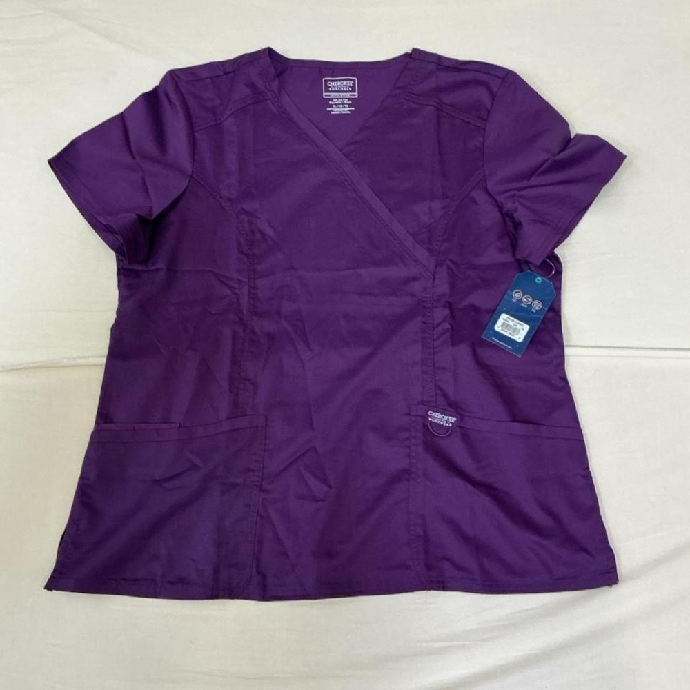 Cherokee Workwear Revolution Women's Purple Scrub Top Size XL NWT
